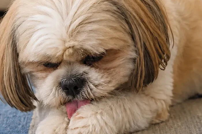 Cão com lambe as patas com frequência