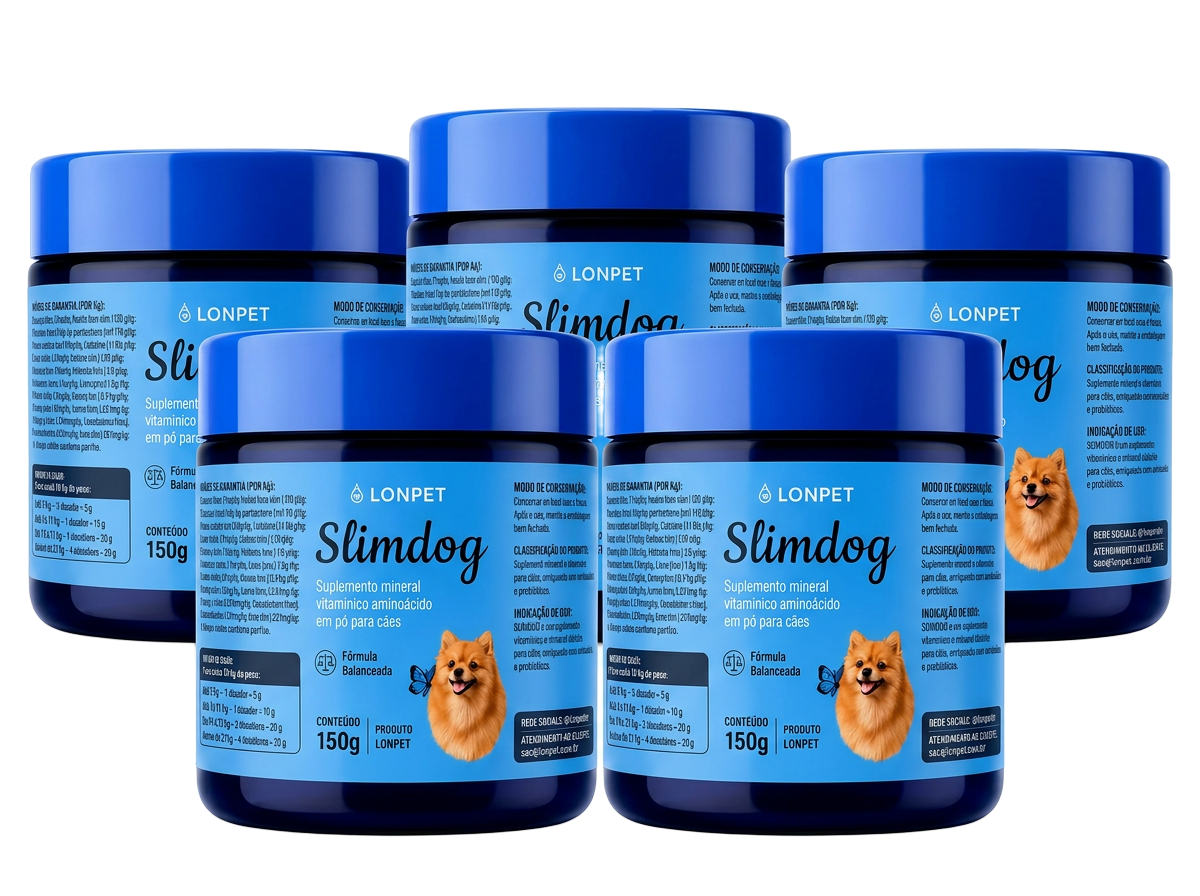 Kit com 5 potes (3 + 2 grátis) de Slimdog