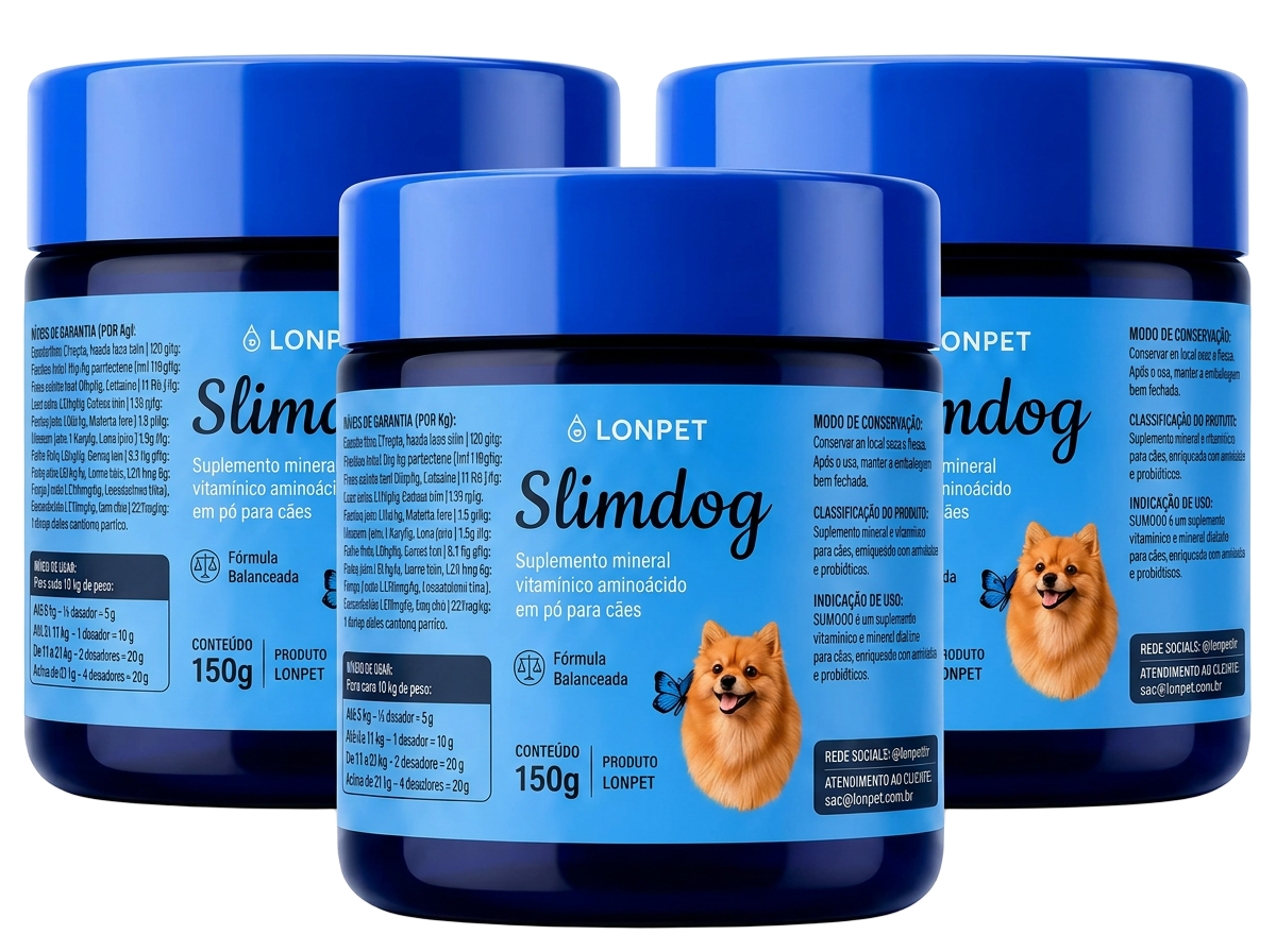Kit com 3 potes (2 + 1 grátis) de Slimdog